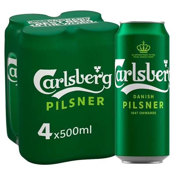 Carlsberg Danish Pilsner Lager Cans 4 Pack (500 m - Off The Bridge